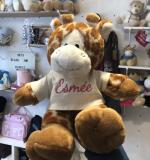 Kleine knuffelgiraf – met gepersonaliseerd T-shirtje